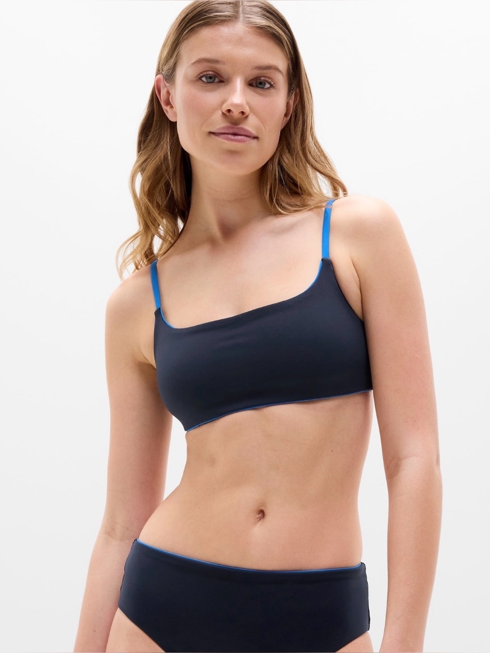 NWT Athleta Set of Square Neck Tipped Bikini Top & Hipster Bottom Sz L